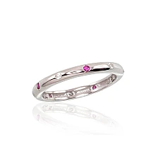 Серебряное кольцо, 15.5, 1.5 g, Серебро 925 проба, родий (покрытие), Цирконы