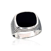 Silver ring, 21, 10.9 g, Silver 925 fineness, oxide (Plating), Onix