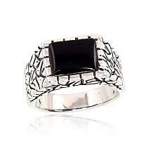 Silver ring, 20, 10.6 g, Silver 925 fineness, oxide (Plating), Onix