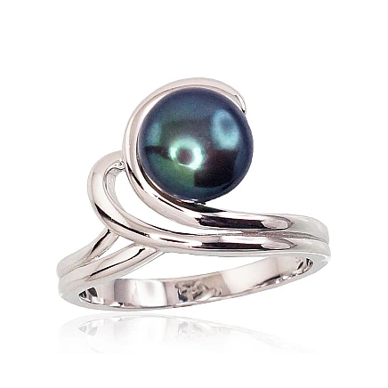 Women,  - Silver ring, 16.5, 3.4 g, Silver 925 fineness, Rhodium (Plating), Fresh-water Pearl