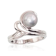 Silver ring, 16.5, 3.4 g, Silver 925 fineness, Rhodium (Plating), Fresh-water Pearl