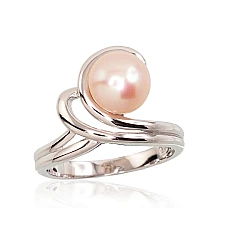 Silver ring, 17, 3.5 g, Silver 925 fineness, Rhodium (Plating), Fresh-water Pearl