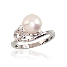 Серебряное кольцо, 16, 2.5 g, Серебро 925 проба, родий (покрытие), Цирконы , Жемчуг