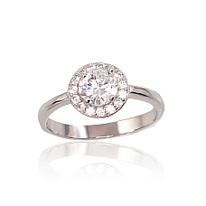 Серебряное кольцо, 17, 2.7 g, Серебро 925 проба, родий (покрытие), Цирконы