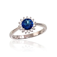 Серебряное кольцо, 16.5, 1.5 g, Серебро 925 проба, родий (покрытие), Цирконы