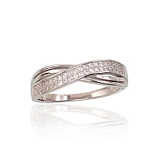 Серебряное кольцо, 16.5, 2.1 g, Серебро 925 проба, родий (покрытие), Цирконы