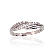 Серебряное кольцо, 17, 1.6 g, Серебро 925 проба, родий (покрытие), Цирконы