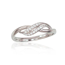 Silver ring, 18, 1.8 g, Silver 925 fineness, Rhodium (Plating), Zirkons