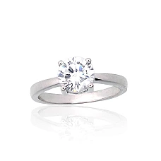 Серебряное кольцо, 17, 2.6 g, Серебро 925 проба, родий (покрытие), Цирконы