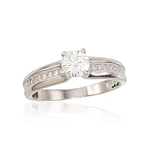 Серебряное кольцо, 16.5, 2.5 g, Серебро 925 проба, родий (покрытие), Цирконы