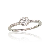 Серебряное кольцо, 16.5, 1.5 g, Серебро 925 проба, родий (покрытие), Цирконы