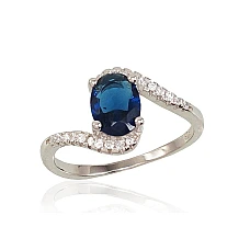 Серебряное кольцо, 18, 2.3 g, Серебро 925 проба, родий (покрытие), Цирконы