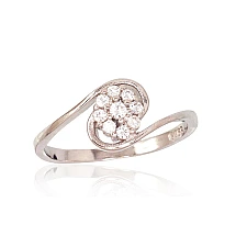 Серебряное кольцо, 17, 1.5 g, Серебро 925 проба, родий (покрытие), Цирконы