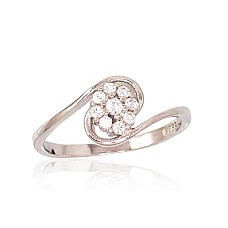 Серебряное кольцо, 17, 1.5 g, Серебро 925 проба, родий (покрытие), Цирконы