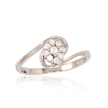 Серебряное кольцо, 17, 1.7 g, Серебро 925 проба, родий (покрытие), Цирконы