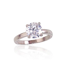 Серебряное кольцо, 17, 2.9 g, Серебро 925 проба, родий (покрытие), Цирконы