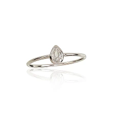 Серебряное кольцо, 16.5, 0.8 g, Серебро 925 проба, родий (покрытие), Цирконы
