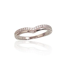Серебряное кольцо, 17, 1.7 g, Серебро 925 проба, родий (покрытие), Цирконы