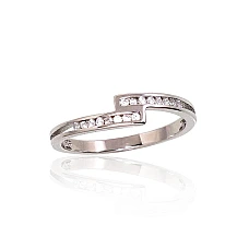 Silver ring, 18, 1.4 g, Silver 925 fineness, Rhodium (Plating), Zirkons