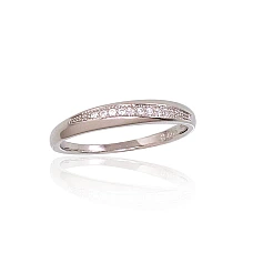 Серебряное кольцо, 15.5, 1.6 g, Серебро 925 проба, родий (покрытие), Цирконы