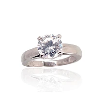 Серебряное кольцо, 17, 3.2 g, Серебро 925 проба, родий (покрытие), Цирконы
