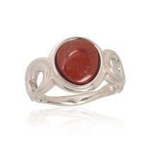 Silver ring, Silver 925 fineness, Rhodium (Plating), Jasper