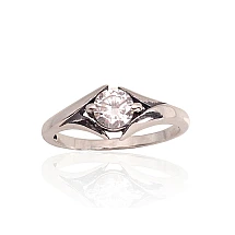 Серебряное кольцо, 17, 2.2 g, Серебро 925 проба, оксид (покрытие), Цирконы