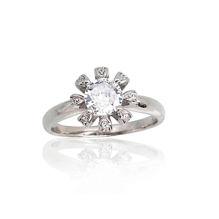 Women,  - Silver ring, Silver 925 fineness, Rhodium (Plating), Zirkons