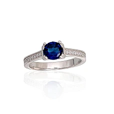 Silver ring, 18, 2.9 g, Silver 925 fineness, Rhodium (Plating), Zirkons
