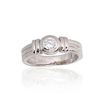 Серебряное кольцо, 17, 4.2 g, Серебро 925 проба, родий (покрытие), Цирконы