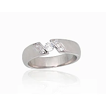 Серебряное кольцо, 17, 4.4 g, Серебро 925 проба, родий (покрытие), Цирконы