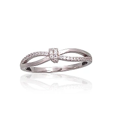 Silver ring, 18, 1.7 g, Silver 925 fineness, Rhodium (Plating), Zirkons