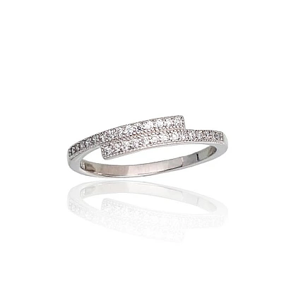 Женские,  - Серебряное кольцо, 15.5, 1.4 g, Серебро 925 проба, родий (покрытие), Цирконы