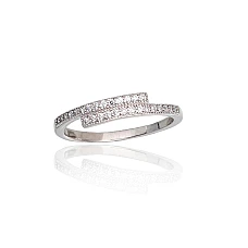 Серебряное кольцо, 16.5, 1.4 g, Серебро 925 проба, родий (покрытие), Цирконы