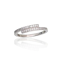 Серебряное кольцо, 18, 1.6 g, Серебро 925 проба, родий (покрытие), Цирконы
