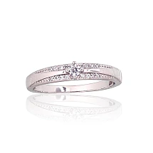 Серебряное кольцо, 16.5, 2 g, Серебро 925 проба, родий (покрытие), Цирконы
