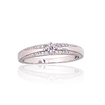 Серебряное кольцо, 17, 2.1 g, Серебро 925 проба, родий (покрытие), Цирконы