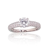 Silver ring, Silver 925 fineness, Rhodium (Plating), Zirkons