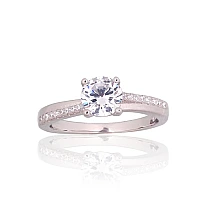 Серебряное кольцо, 17.5, 2.2 g, Серебро 925 проба, родий (покрытие), Цирконы