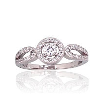 Серебряное кольцо, 17.5, 2.3 g, Серебро 925 проба, родий (покрытие), Цирконы