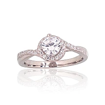 Серебряное кольцо, 16.5, 2.6 g, Серебро 925 проба, родий (покрытие), Цирконы