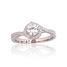 Серебряное кольцо, 17, 2.6 g, Серебро 925 проба, родий (покрытие), Цирконы