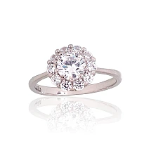 Серебряное кольцо, 16.5, 2.8 g, Серебро 925 проба, родий (покрытие), Цирконы