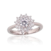 Серебряное кольцо, 16.5, 2.4 g, Серебро 925 проба, родий (покрытие), Цирконы