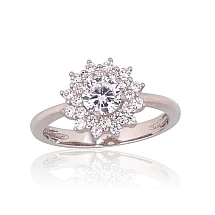 Серебряное кольцо, 17, 2.5 g, Серебро 925 проба, родий (покрытие), Цирконы
