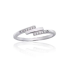 Серебряное кольцо, 17, 1.4 g, Серебро 925 проба, родий (покрытие), Цирконы