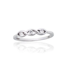 Silver ring, 18, 1.4 g, Silver 925 fineness, Rhodium (Plating), Zirkons