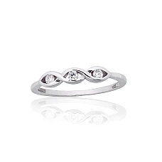 Silver ring, 18, 1.5 g, Silver 925 fineness, Rhodium (Plating), Zirkons