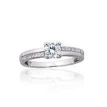 Серебряное кольцо, 16.5, 2 g, Серебро 925 проба, родий (покрытие), Цирконы