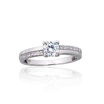Серебряное кольцо, 17.5, 2 g, Серебро 925 проба, родий (покрытие), Цирконы